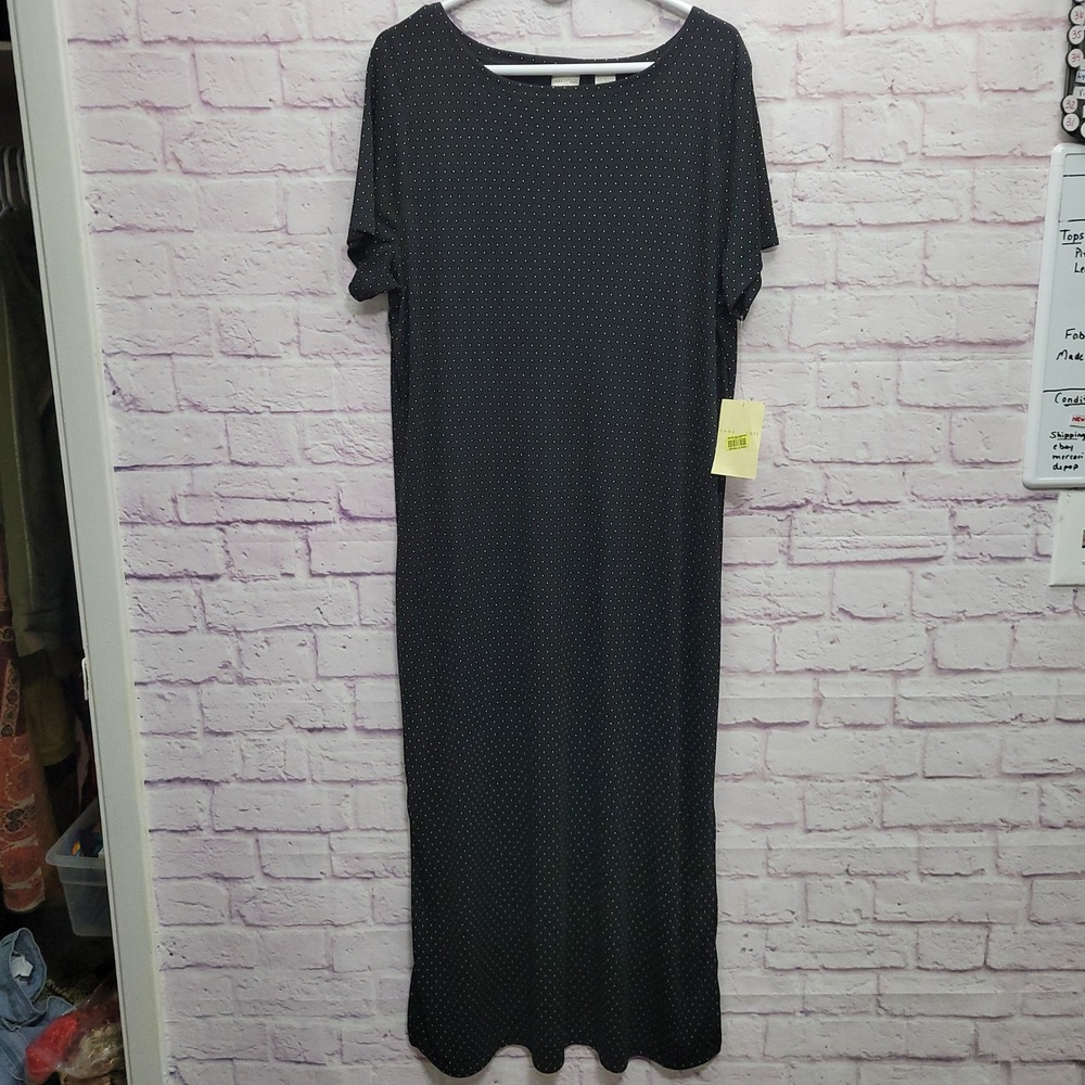 NEW Emma James Polka Dot Maxi Dress 1x Knit Chic Party Mature Stretch Minimal
